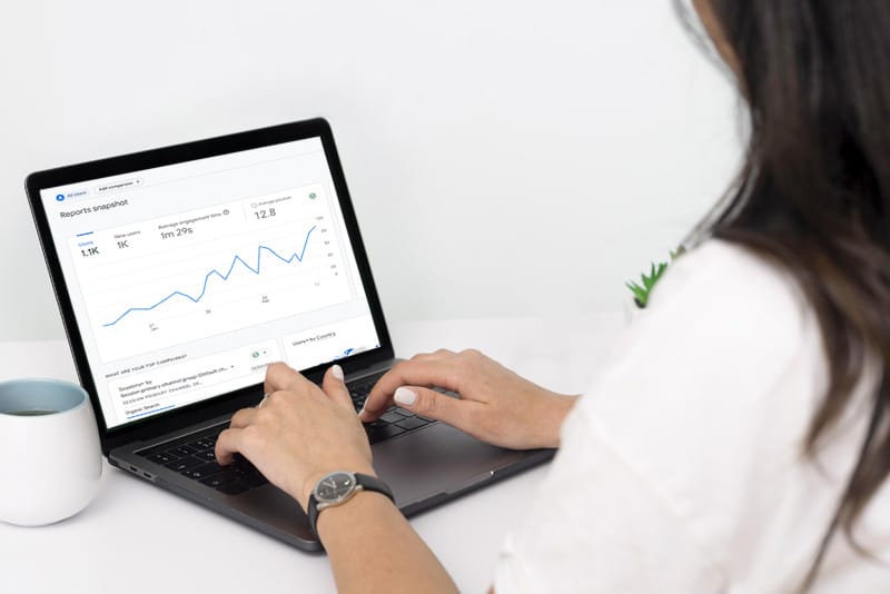 website designer checking google analytics